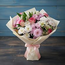 Букет цветов из:  Хризантемы, Альстромерии и Розы #REPLACE_PRED# Первомайском Алтайского края