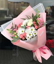 Букет цветов из:  Розы, Лизиантусы и Хризантемы в Первомайском Алтайского края