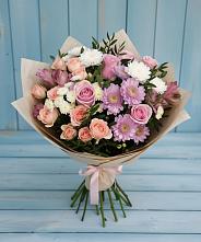 Букет цветов из:  Хризантемы, Розы и Альстромерии #REPLACE_PRED# Первомайском Алтайского края