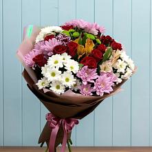 Букет цветов из:  Розы, Хризантемы и Альстромерии #REPLACE_PRED# Первомайском Алтайского края