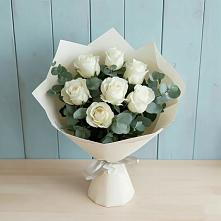 Букет Белые розы в Эвкалипте #REPLACE_PRED# Первомайском Алтайского края